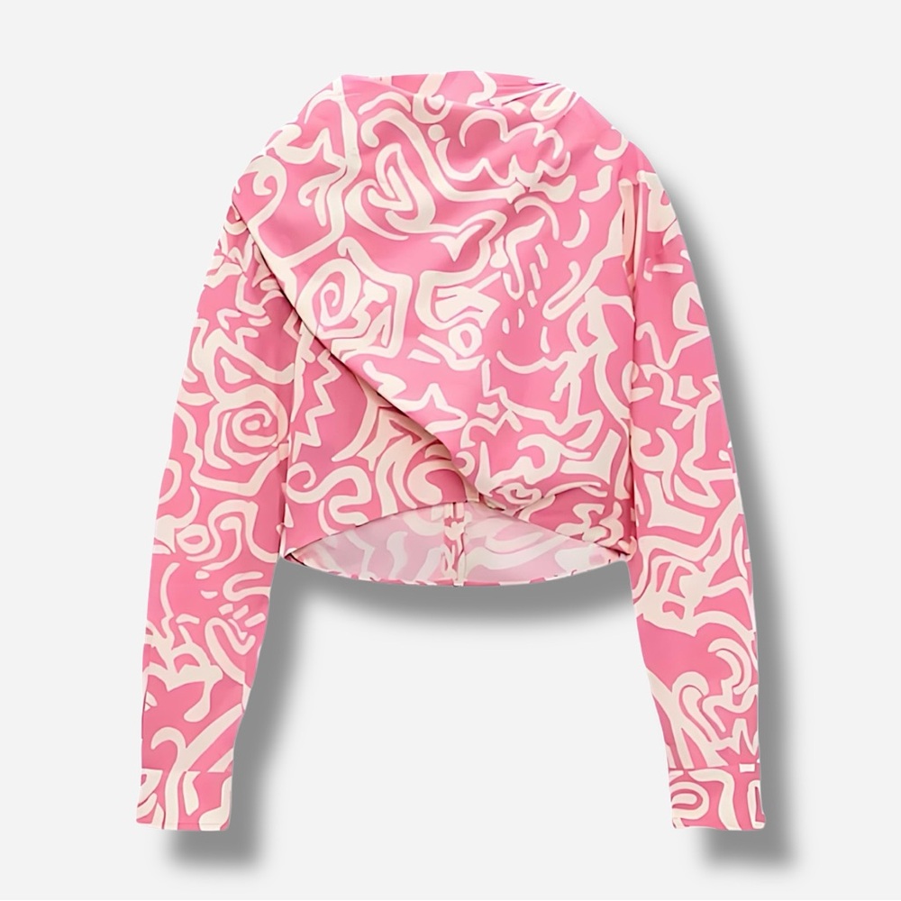 🌸New🌸Zara Long Sleeve Printed Tie Top Xsmall NWT